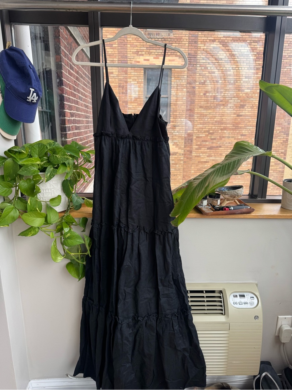 Cami NYC Black Spaghetti-Strap Tiered Maxi Dress